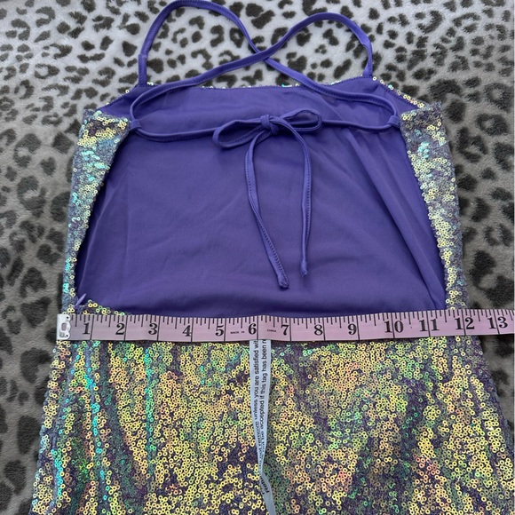 Nasty Gal Ruffle Hem Sequin Cami Mini Dress in Purple Size 2 - Picture 15 of 17